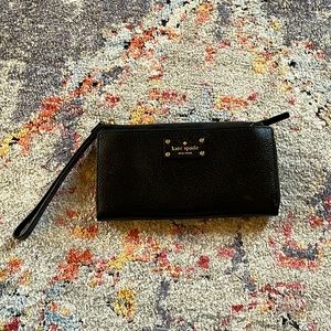 Kate Spade black leather wristlet